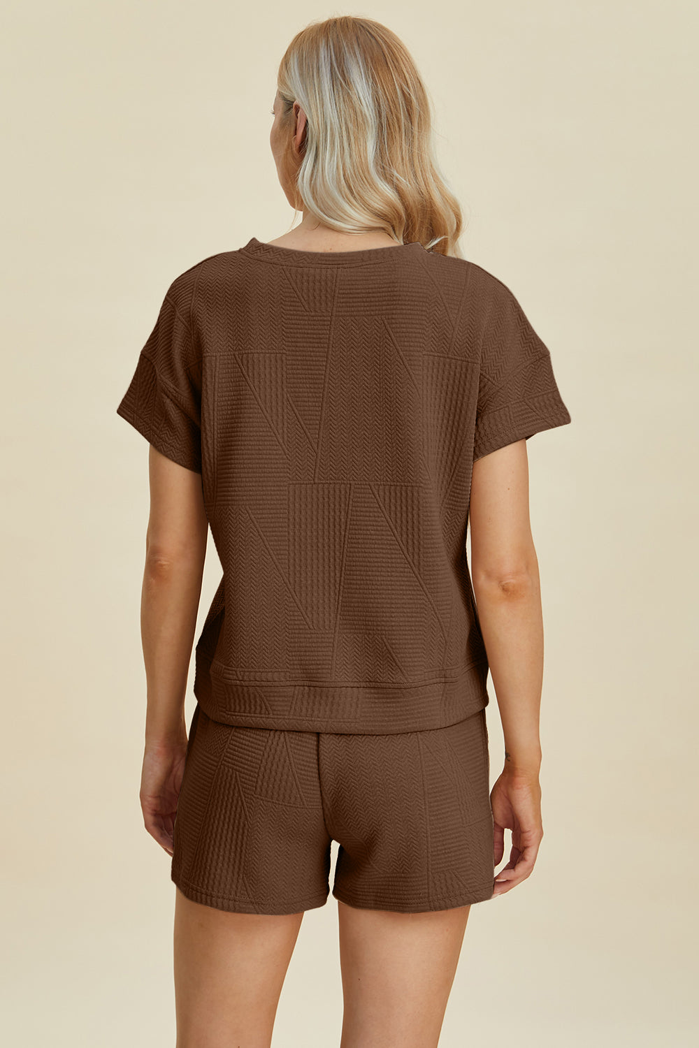 Double Take Textured Short Sleeve Top and Shorts Set in 5 colors Loungewear