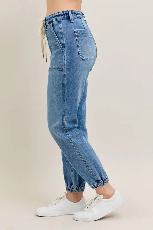 Judy Blue Medium Washed High Waist Denim Jogger