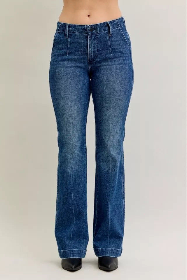 Judy Blue Dark Wash Mid Rise Bootcut Jeans with Welt Pockets