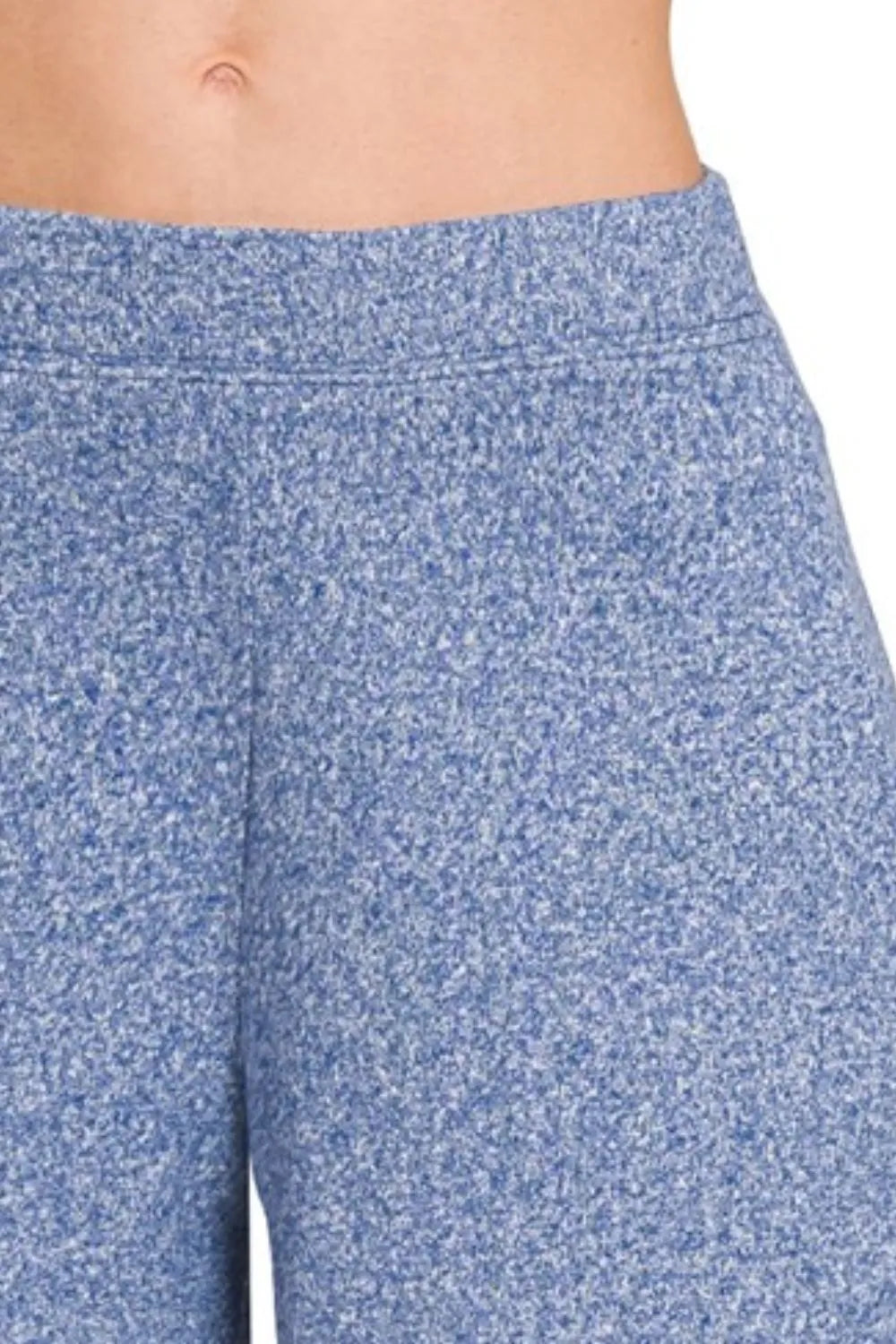 Zenana Light Navy Soft Melange Hacci Elastic Waisted Shorts