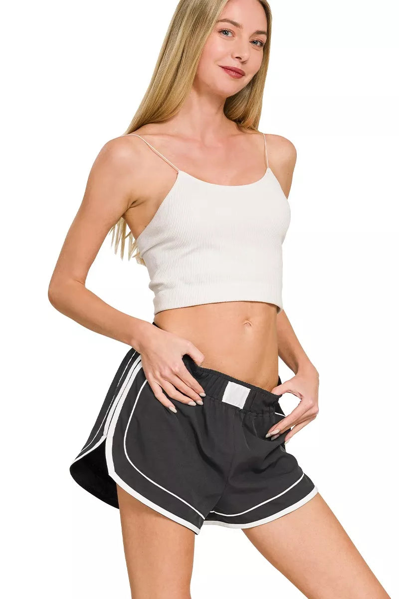 Zenana Black Soft Woven Lined Dolphin Shorts BLACK