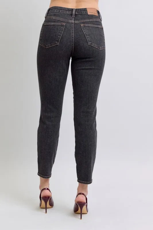 Judy Blue Black Mid Rise Tummy Control Slim Jeans