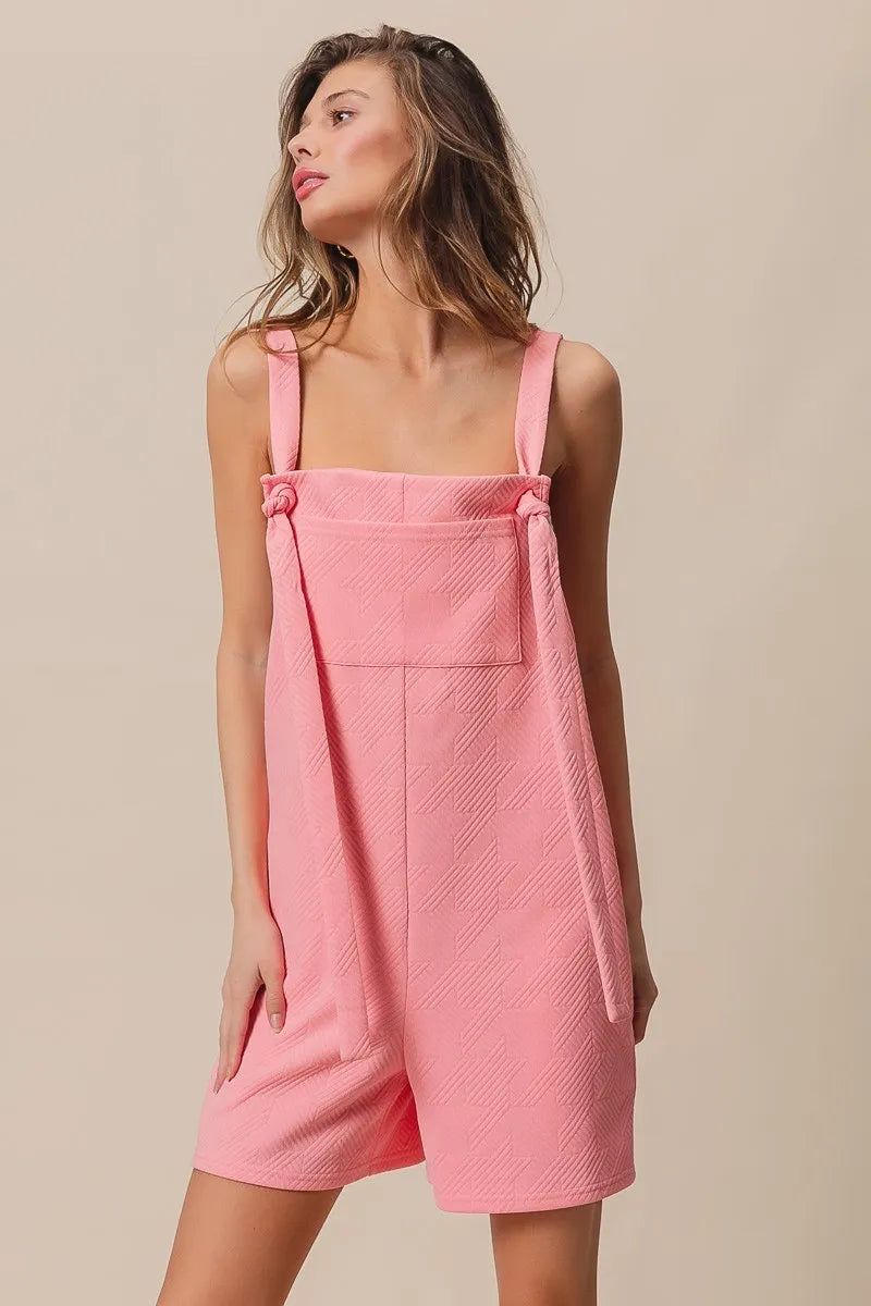 BiBi Blush Pink Texured Jacquard Romper with Side Pockets