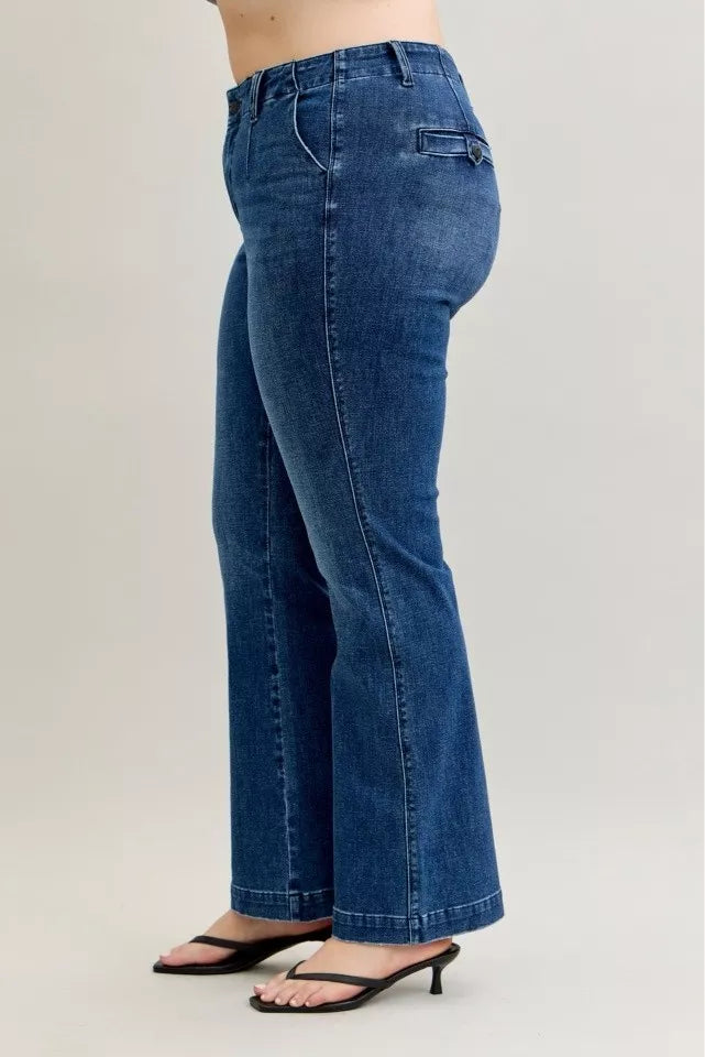 Judy Blue Dark Wash Mid Rise Bootcut Jeans with Welt Pockets