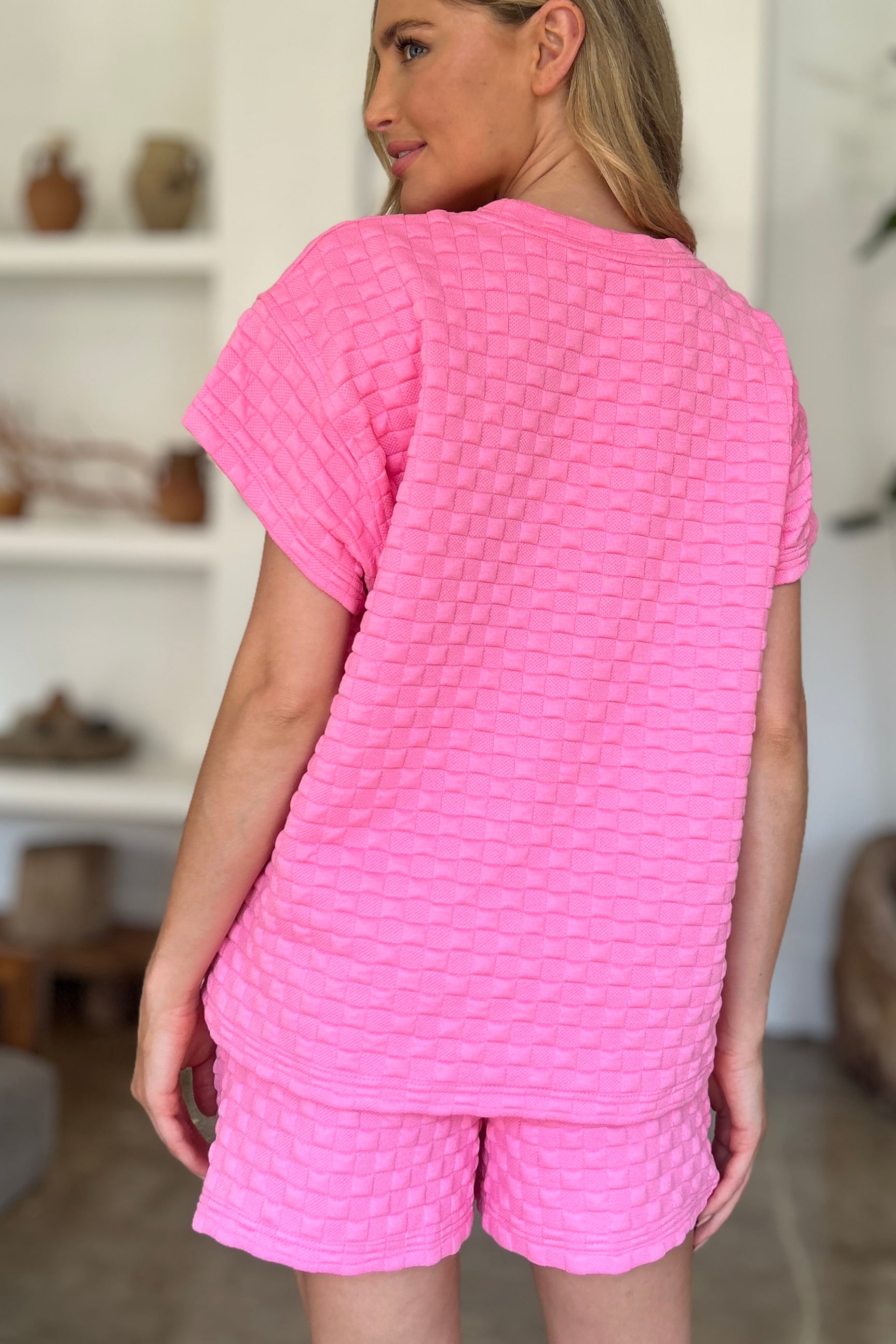 Double Take Textured T-Shirt and Shorts Set Outfits