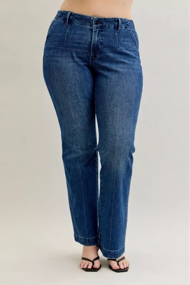 Judy Blue Dark Wash Mid Rise Bootcut Jeans with Welt Pockets
