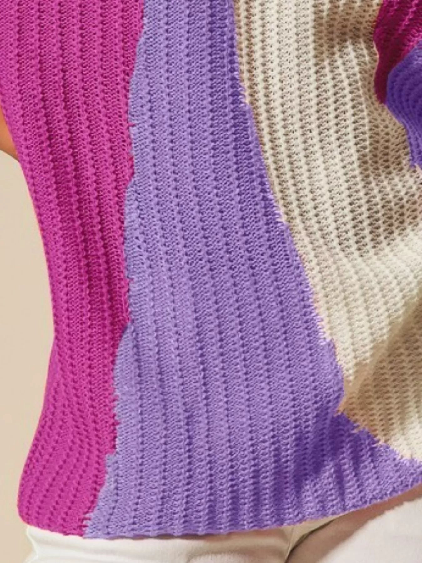 SO ME Lavender & Magenta Boat Neck Multi Colored Lightweight Sweater Top