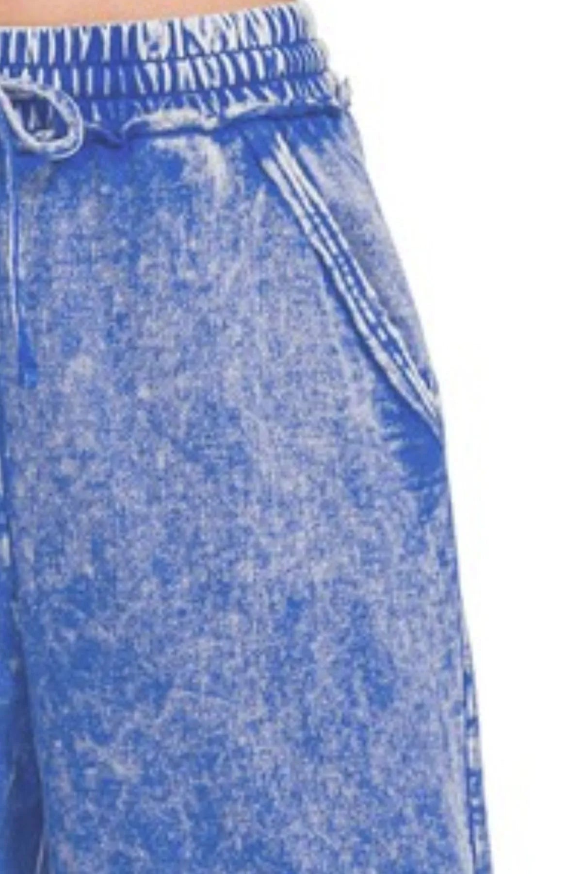 Zenana Classic Blue Washed French Terry Palazzo With Pockets