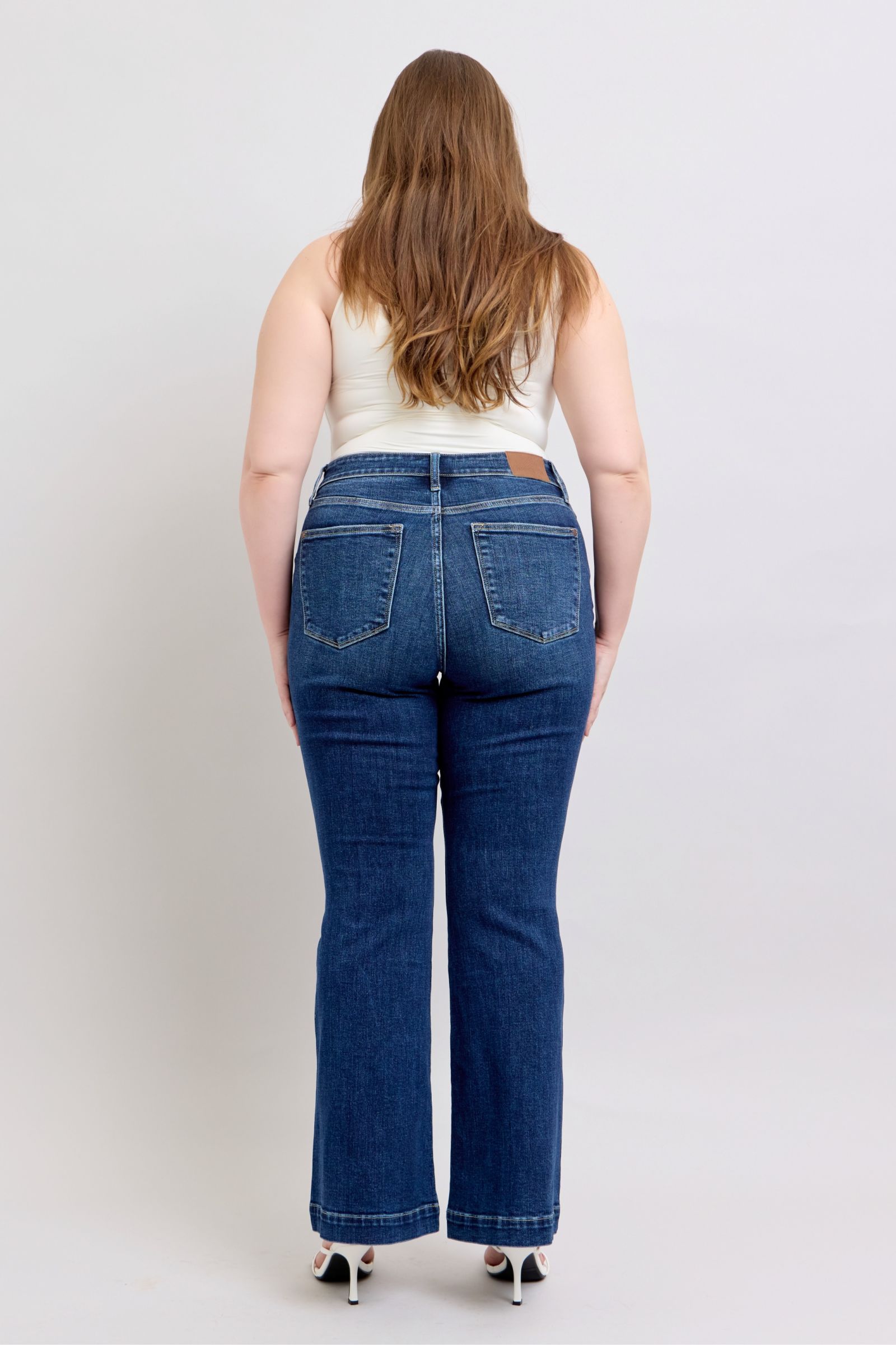 Judy Blue Dark Washed High Rise Flare Jeans with Pockets
