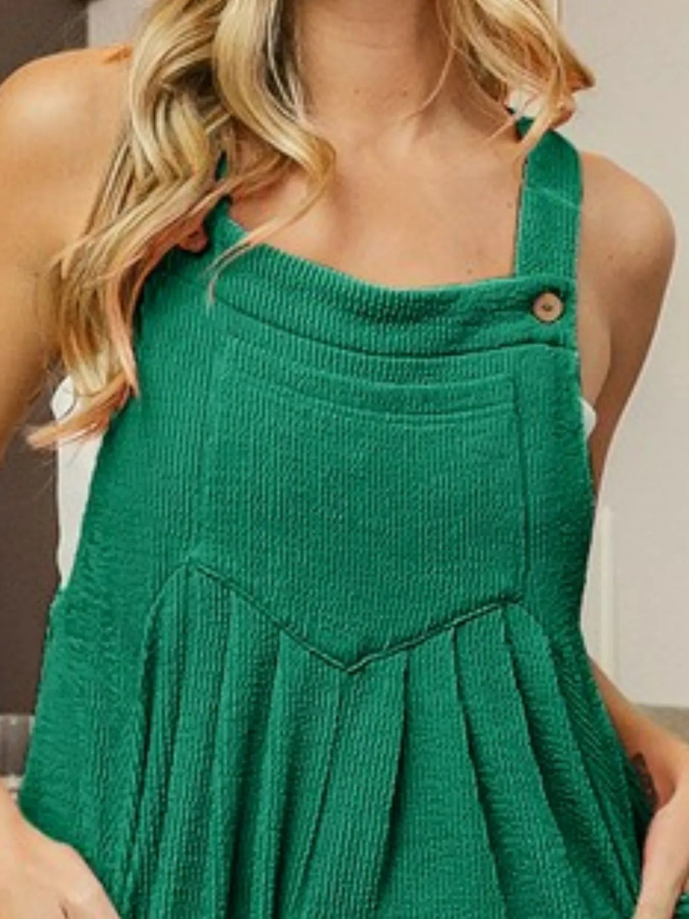 BiBi Jade Crinkle Rib Textured Wide Leg Shortalls