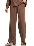 Zenana Brown Slub Long Sleeve Top and Pants Lounge Set