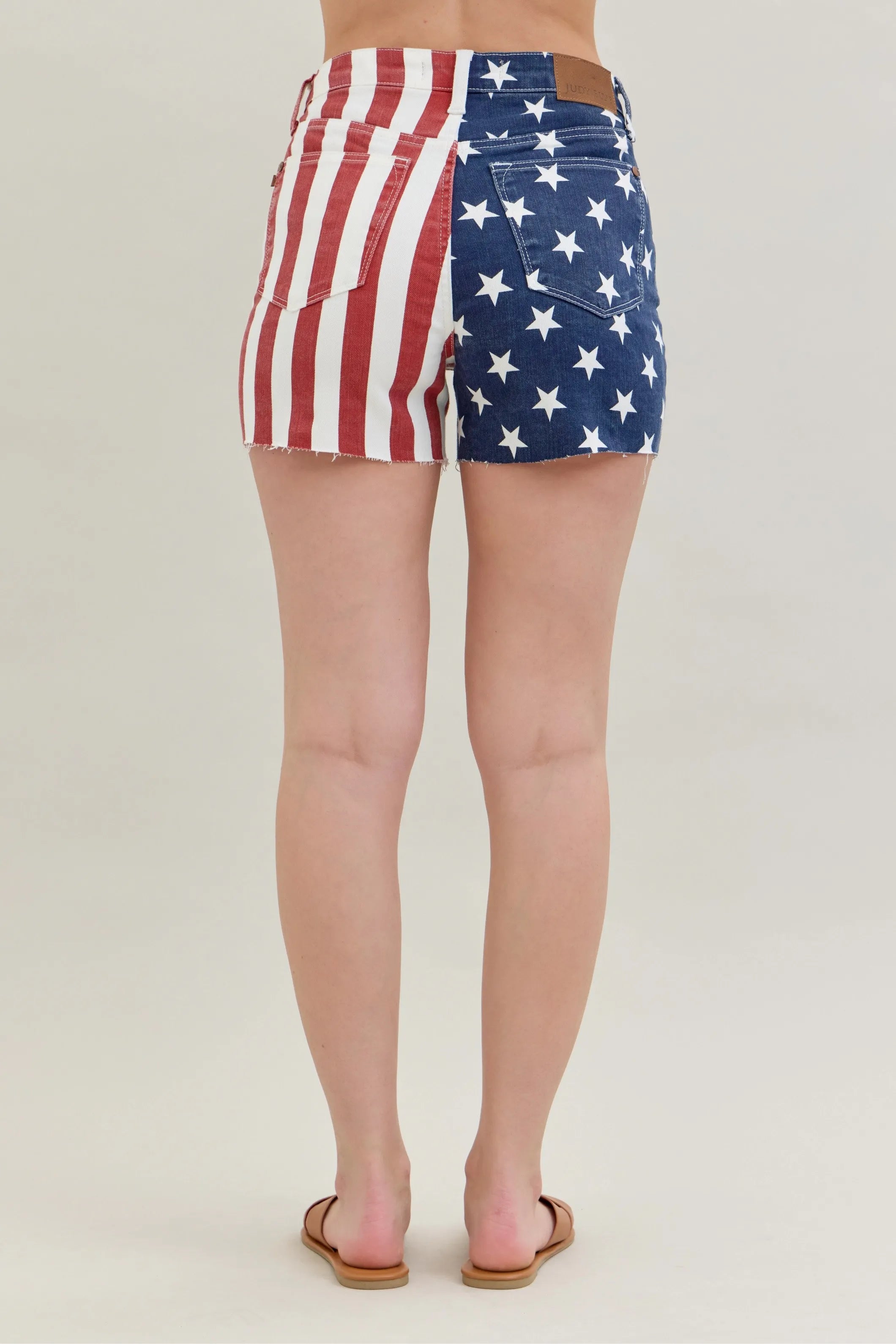 Judy Blue High Waist Americana Flag Fray Hem Shorts