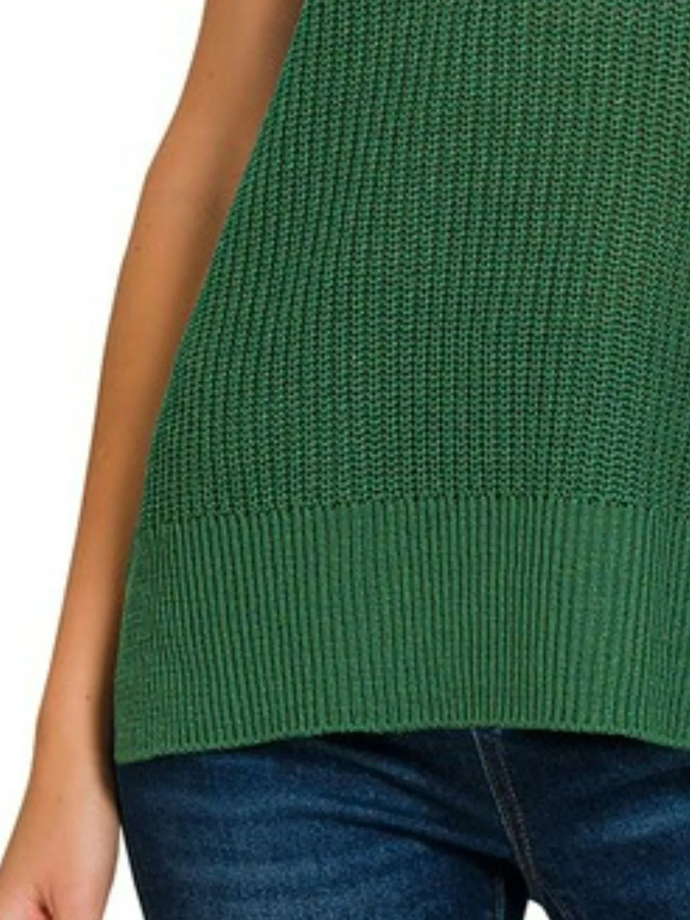 Zenana Dark Green Oversized Crew Neck Sweater