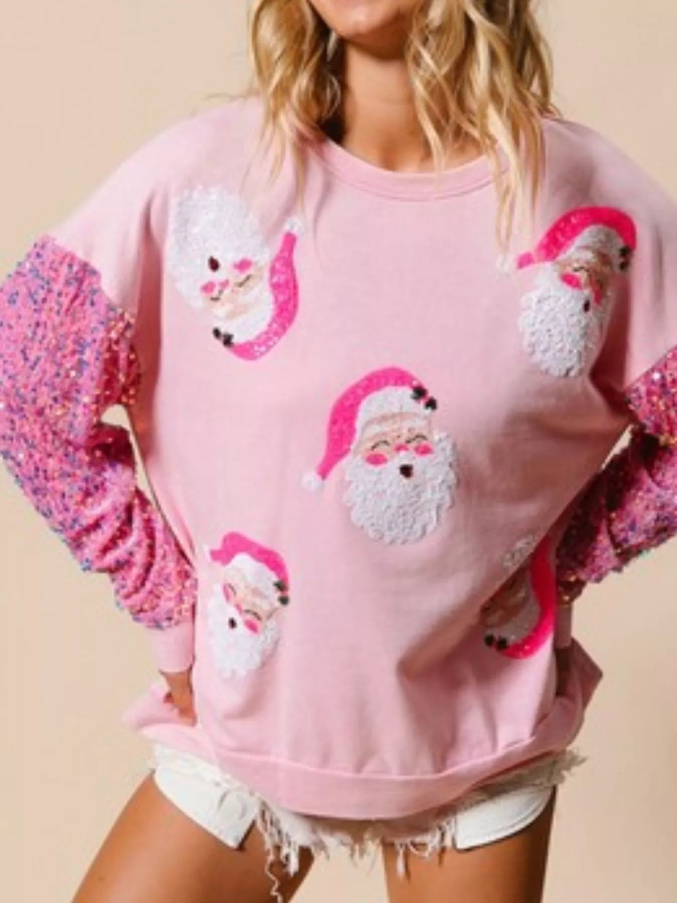 Preorder: Christmas Theme Sequin Long Sleeve Sweatshirt