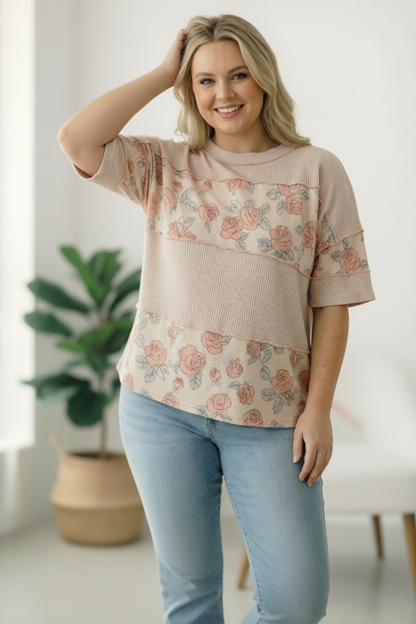 Haptics Roses are Red Colorblock Top