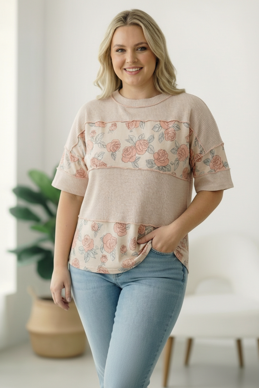 Haptics Roses are Red Colorblock Top