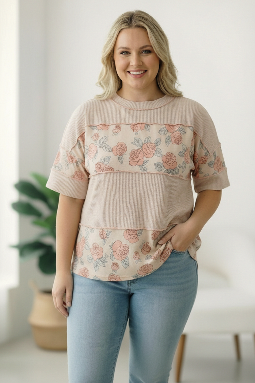 Haptics Roses are Red Colorblock Top