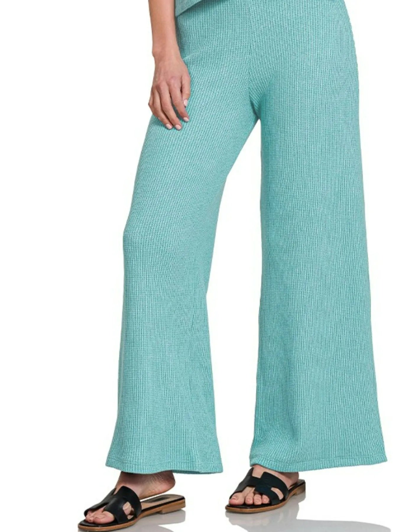 Zenana Dusty Teal Sweater Boxy Top & Long Pants Set