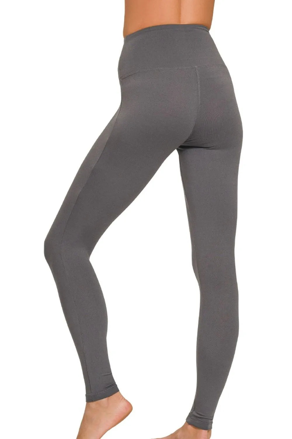 Zenana Ash Gray Premium Microfiber Wide Waistband Leggings