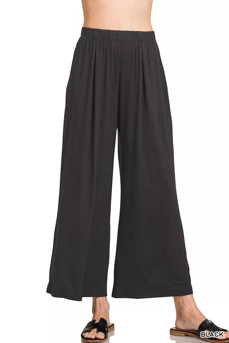 Zenana Black Elastic Waist Comfy Lounge Pants BLACK