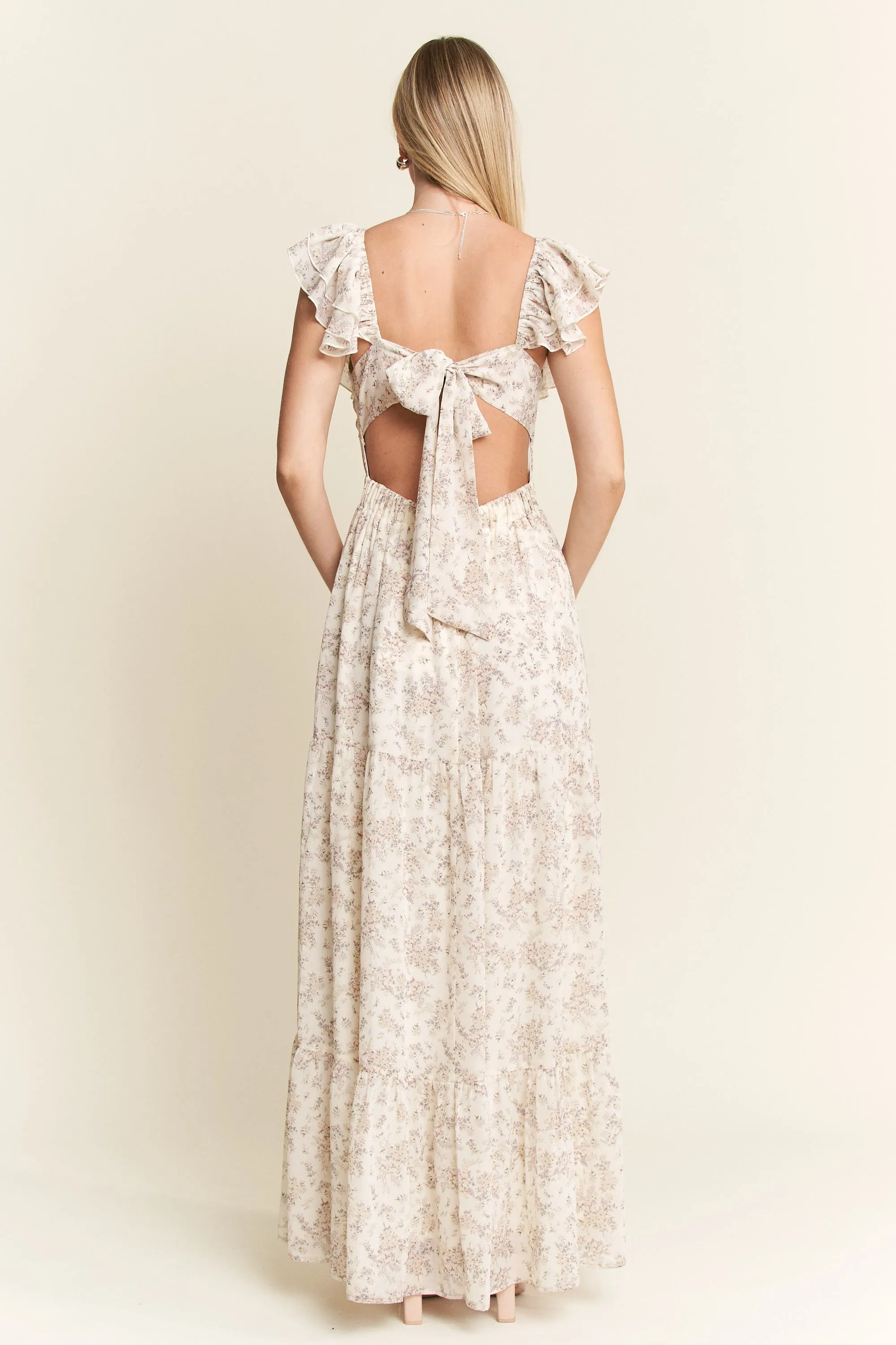 Jade By Jane Ruffle Sleeve Tiered Maxi Dress