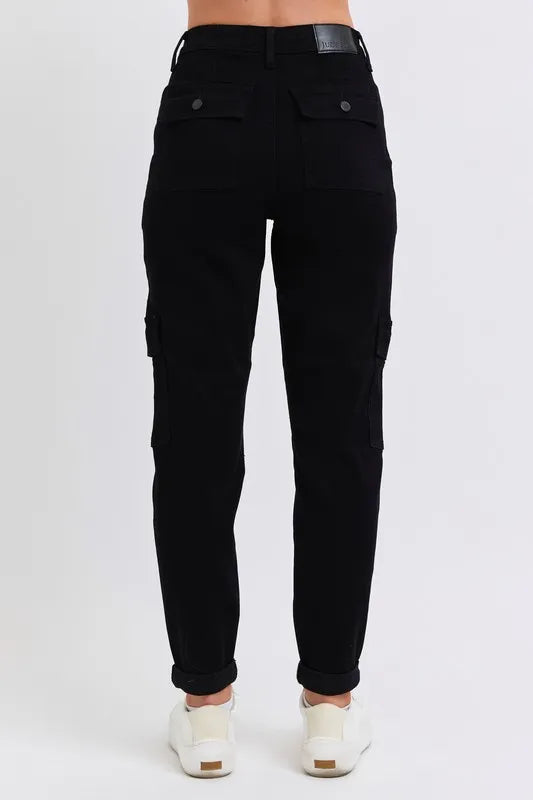 Judy Blue Black High Waist Cargo Cuffed Jogger