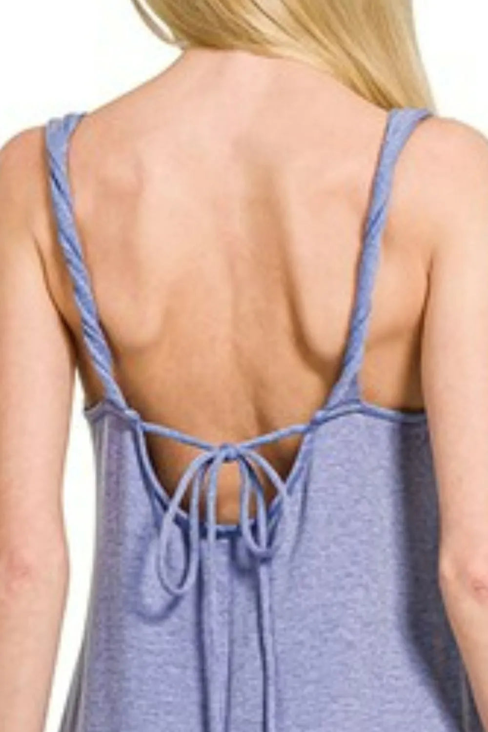 Zenana Marlin French Terry Twisted Strap Midi Dress