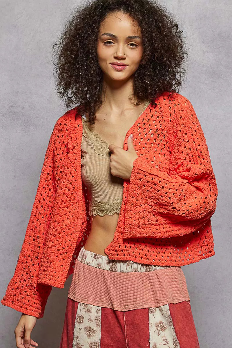 POL Open Front Cardigan with Crochet Patterns