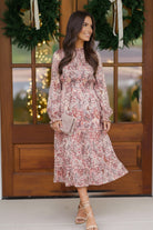Haptics Midi Satin Floral Tiered Dress with Side Pockets