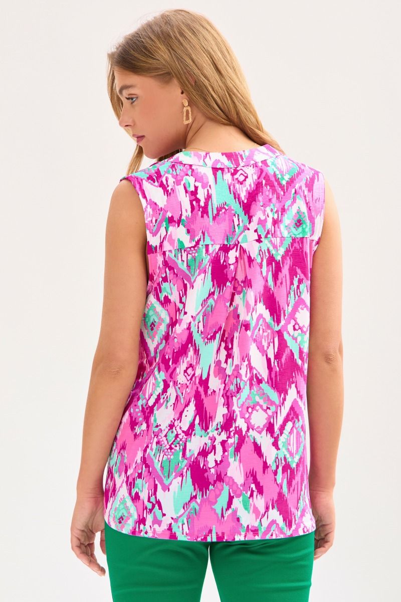 Dear Scarlett Lizzy Tank Top in Pink/Teal Womens