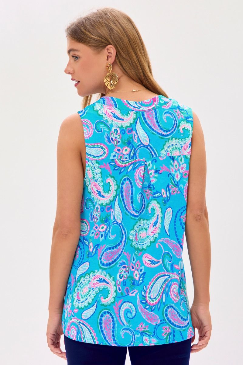 Dear Scarlett Lizzy Tank Top in Paisley Aqua Womens