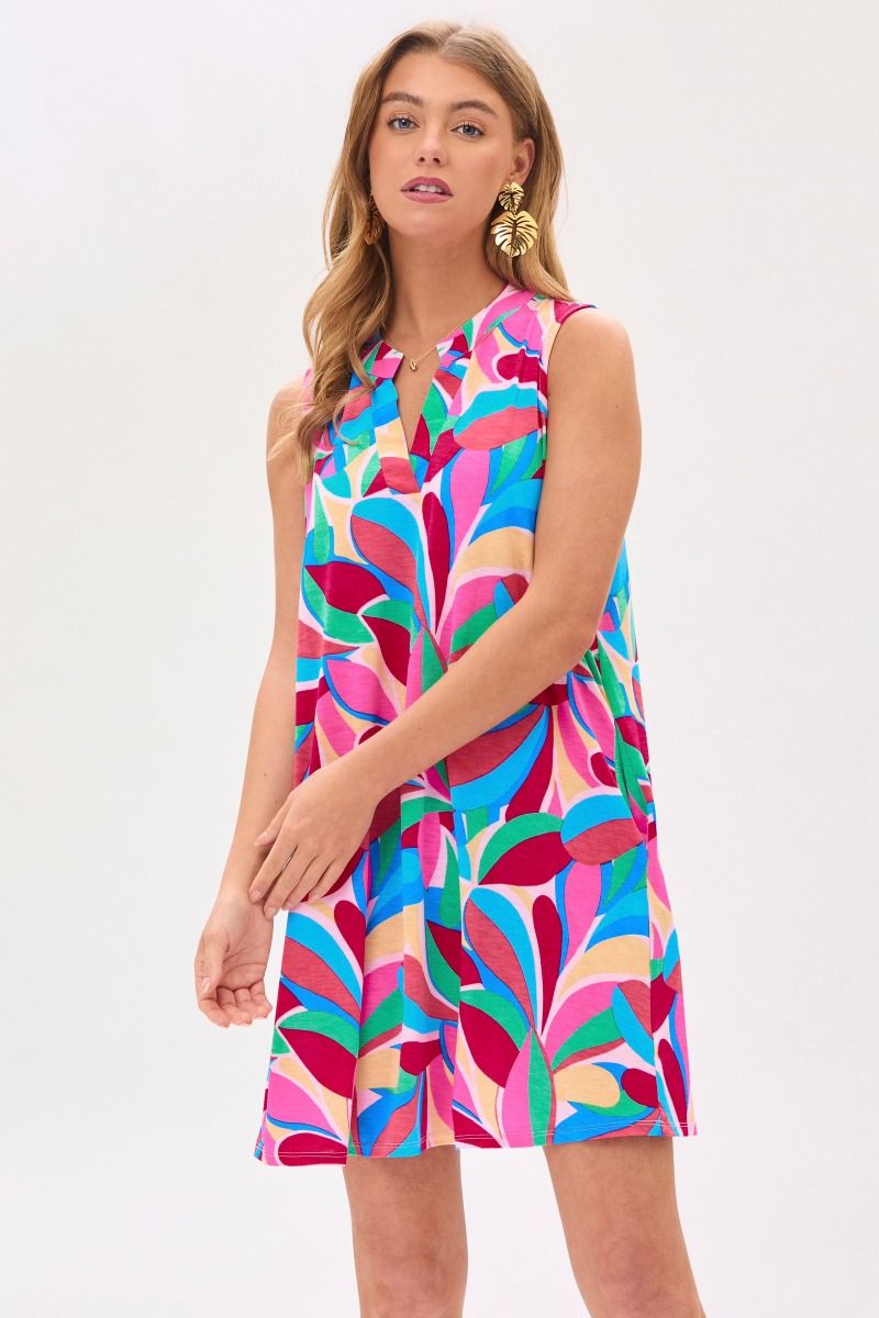 Dear Scarlett Lizzy Tank Dress in Royal Multi Womens