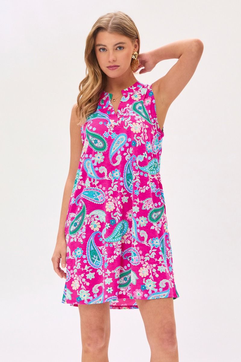 Dear Scarlett Lizzy Tank Dress in Hot Pink Womens