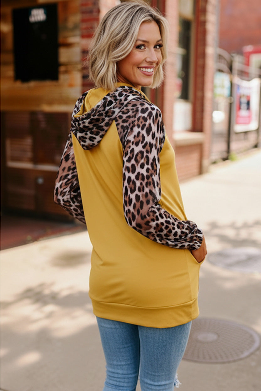 And The Why Mustard & Animal Print Hoodie