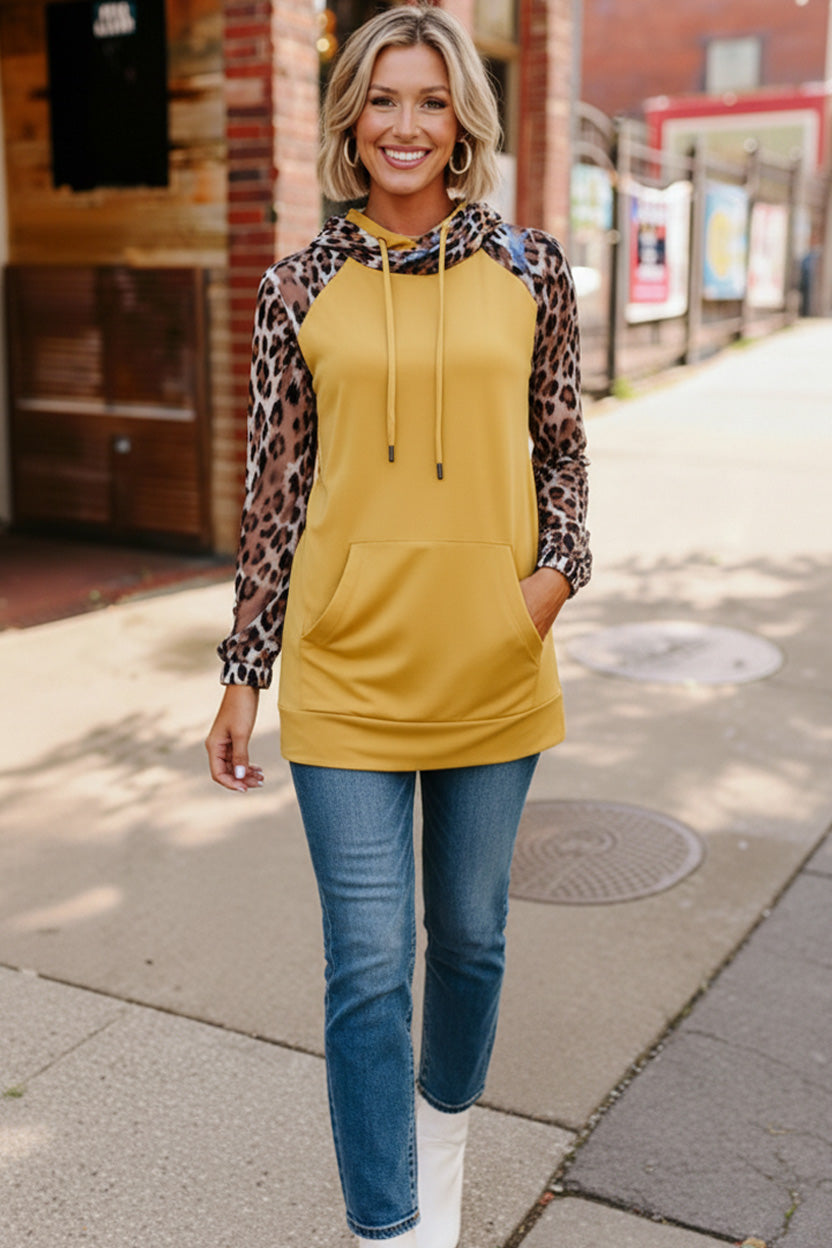 And The Why Mustard & Animal Print Hoodie