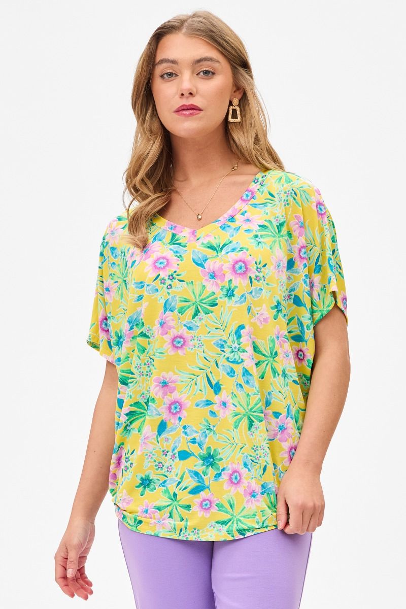 Dear Scarlett Floral Sadie Top Yellow Womens