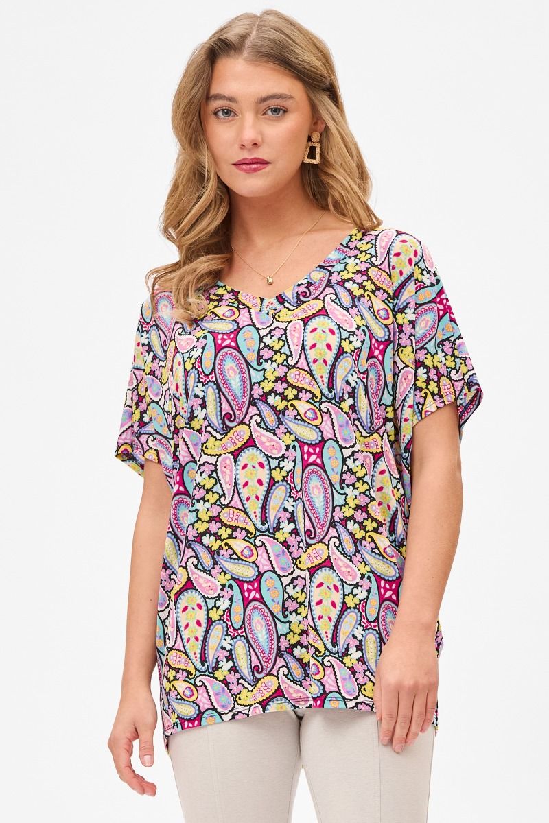 Dear Scarlett Paisley Sadie Top Black Womens