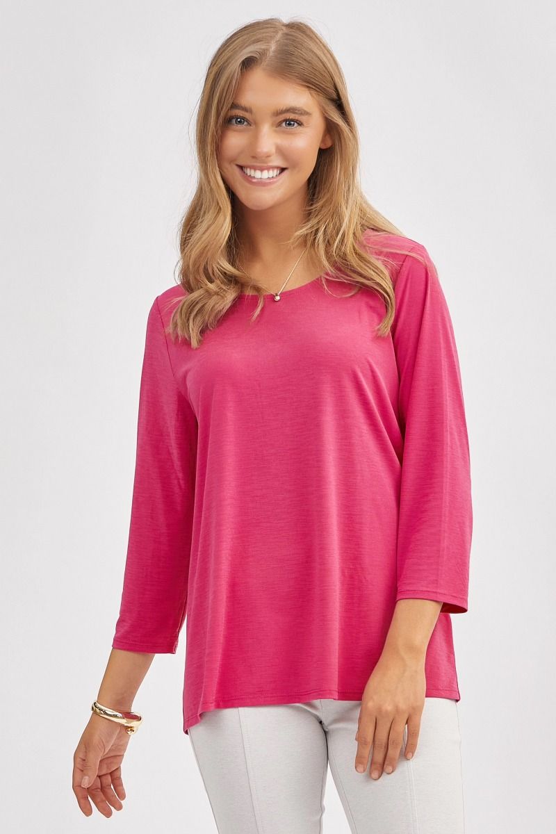 Dear Scarlett Signature Classic Round Neck Top- 6 colors Magenta Womens