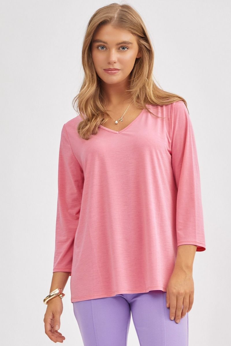 Dear Scarlett Signature Classic V-Neck Top Pink Womens