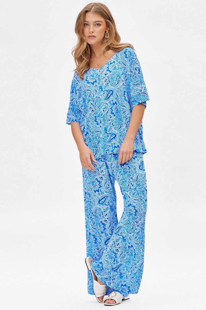 Dear Scarlett Cabana Set in Paisley Royal Blue Womens