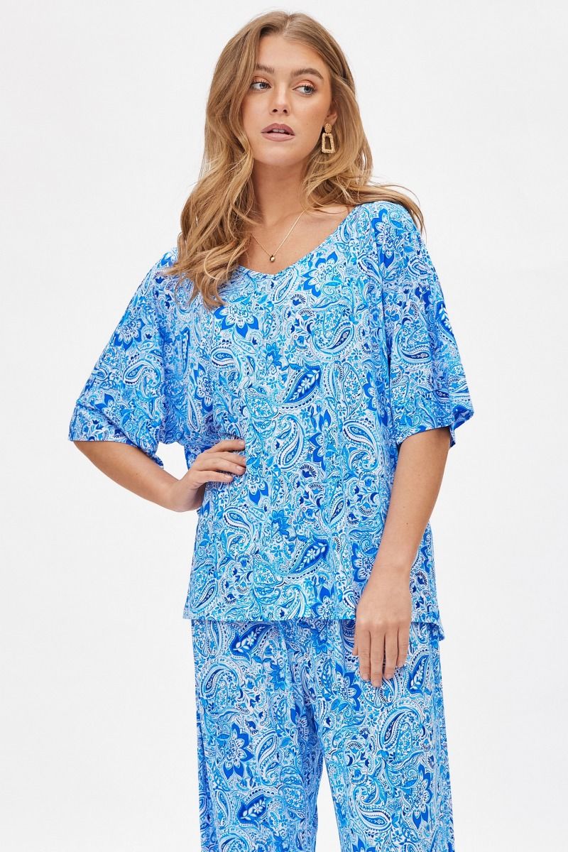 Dear Scarlett Cabana Set in Paisley Royal Blue Womens