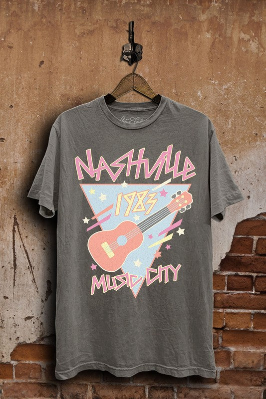 Nashville- Mineral Wash Graphic T-shirt Dress or Tee - Pink