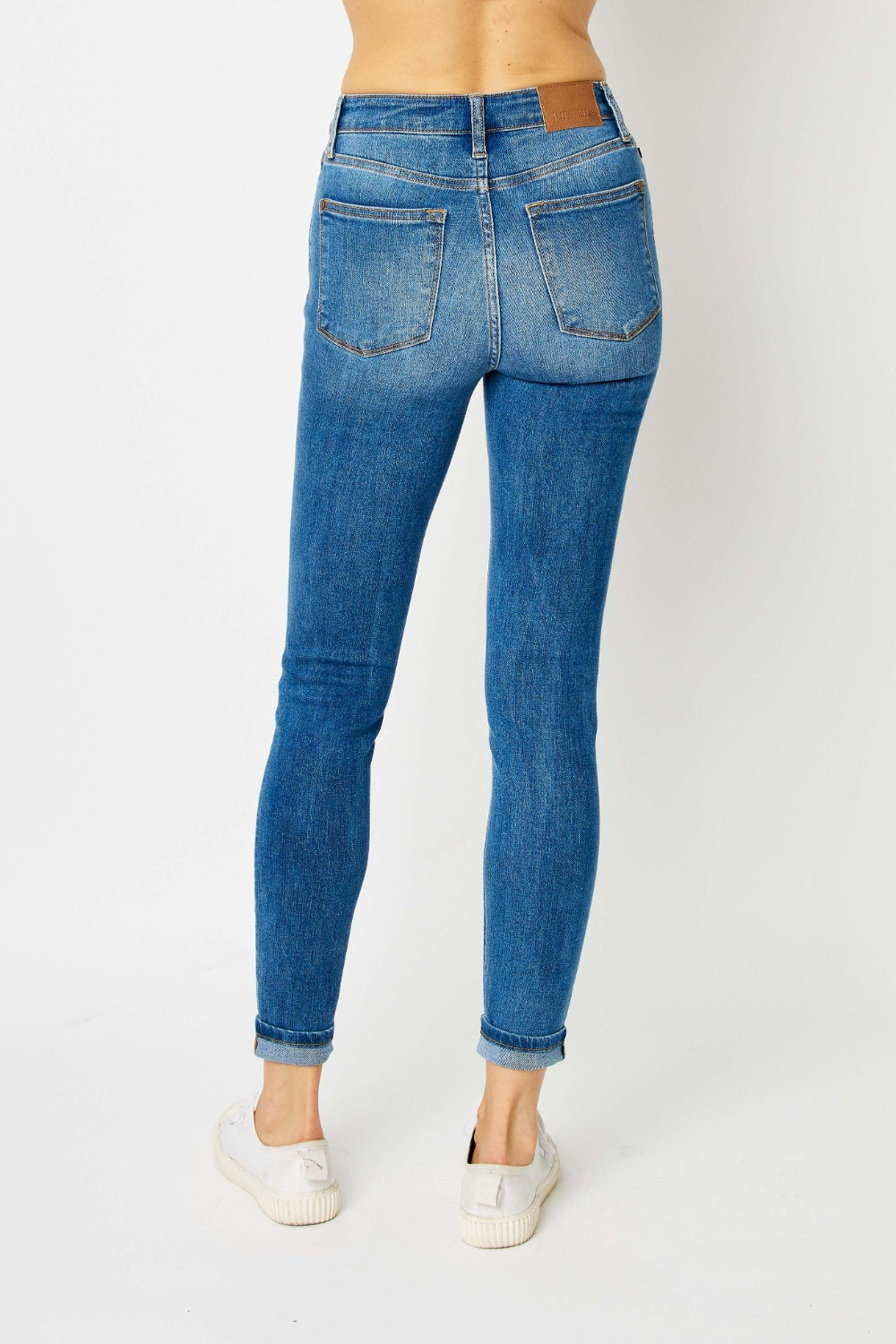 Judy Blue Medium Wash Cuffed Hem Skinny Jeans
