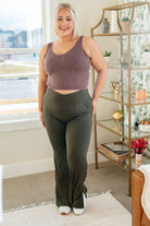 Rae Mode On the Move V Front Flare Leggings in Olive Pants
