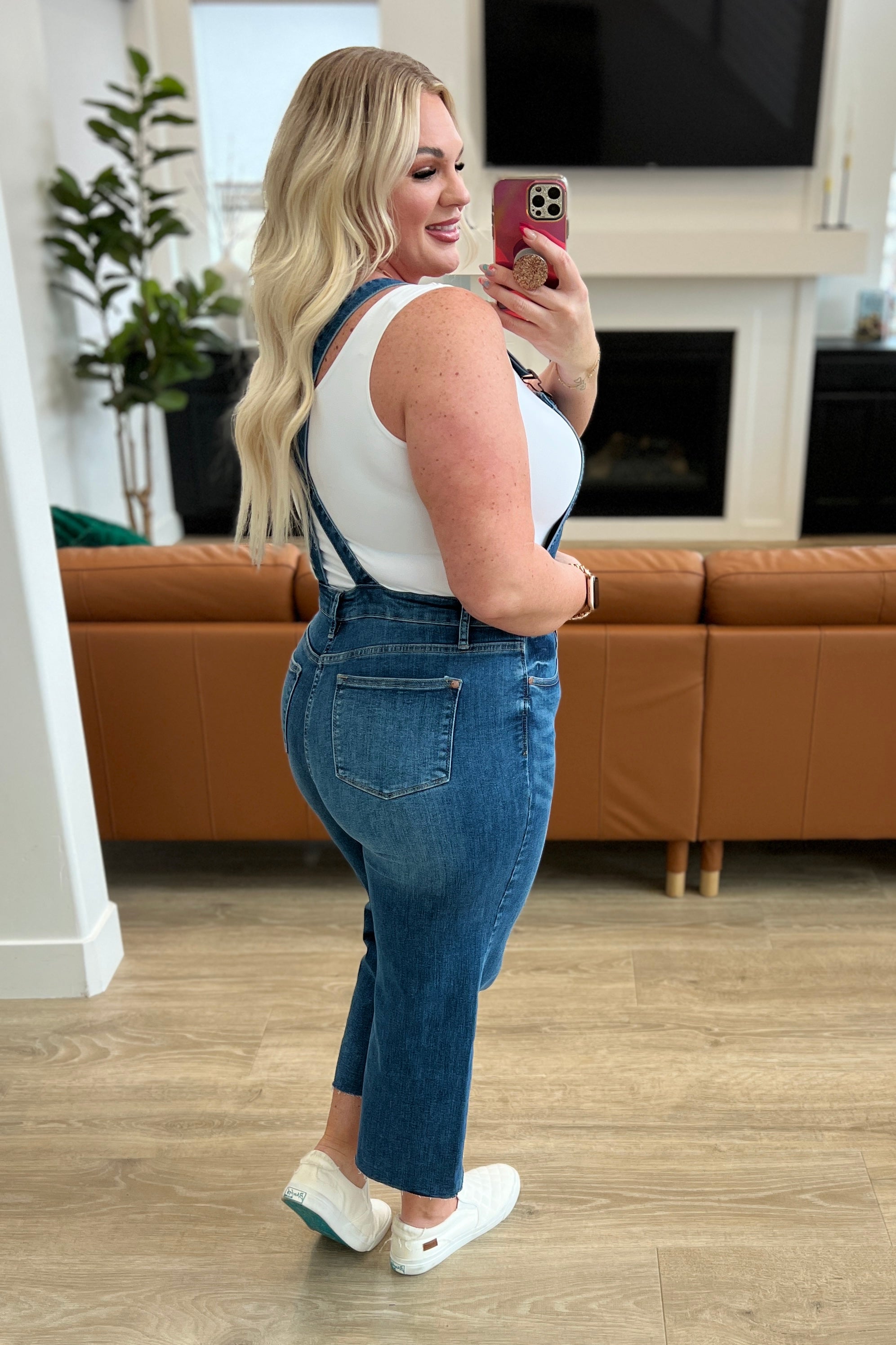Judy Blue Priscilla High Rise Crop Wide Leg Denim Overalls Jeans