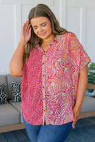 Jodifl No Competition Mixed Print Button Down Shirts & Tops