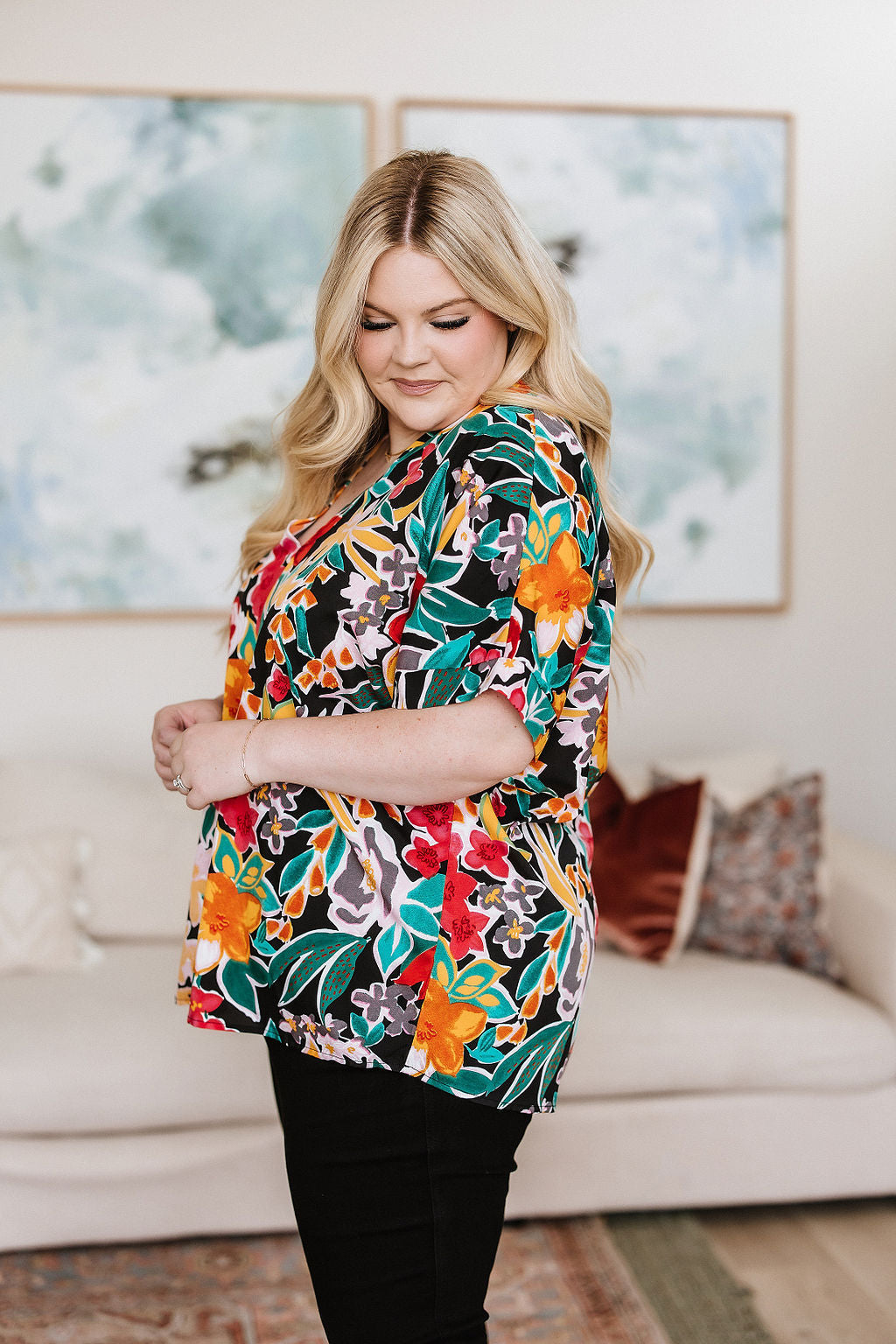 Jodifl Pretty in Paradise Floral Blouse Womens