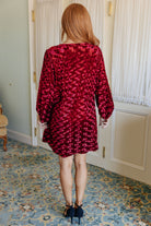 Jodifl Size S Regal Radiance V-Neck Red Velvet Textured Dress Dresses