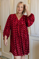 Jodifl Size S Regal Radiance V-Neck Red Velvet Textured Dress Dresses