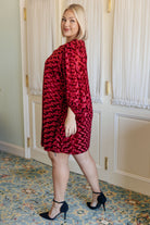 Jodifl Size S Regal Radiance V-Neck Red Velvet Textured Dress Dresses